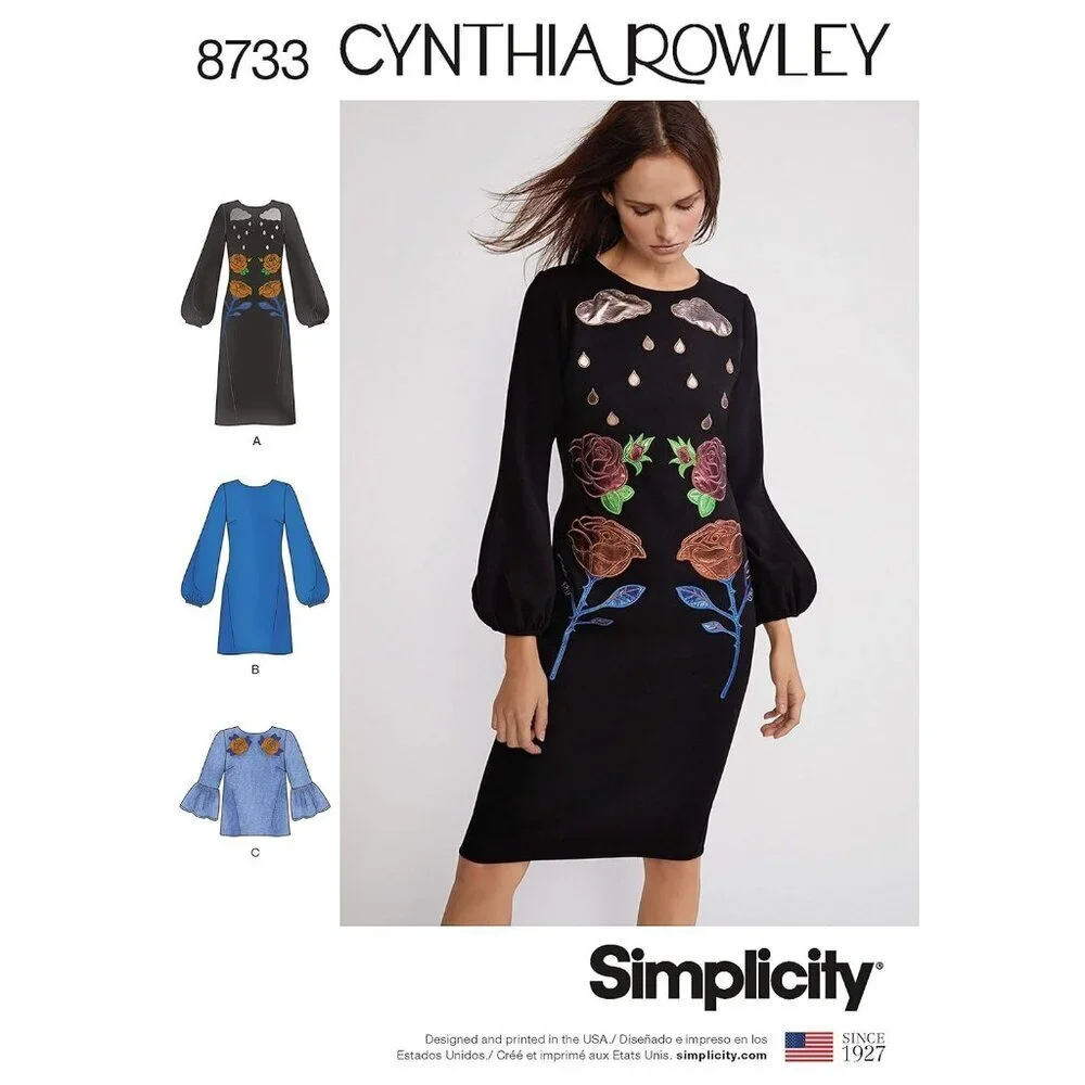 Simplicity Sewing Pattern 8733 Knee Length or Mini Dress Top Appliques Size 4-12